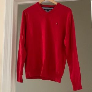 Men’s Tommy Hilfiger V-neck Red Pullover/Sweater. Size small